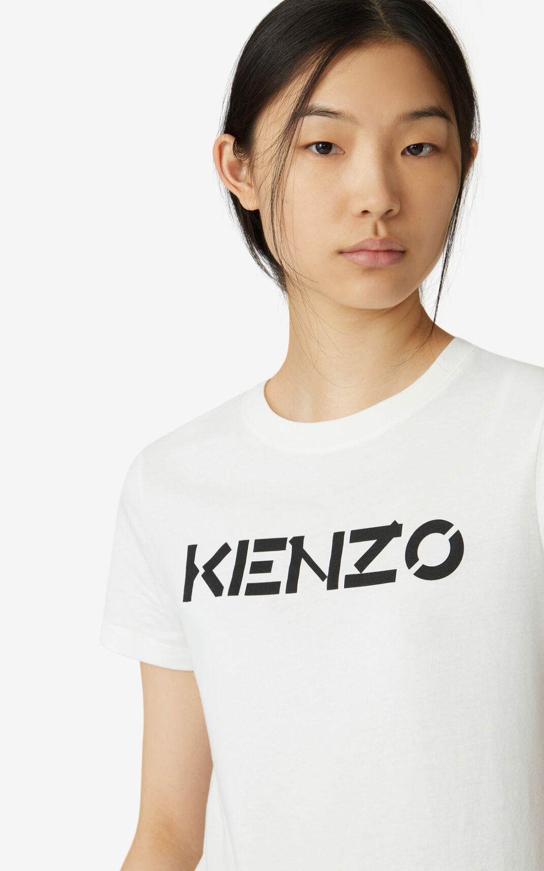 T Shirt Kenzo Logo Femme Blanche | QBCK-68045